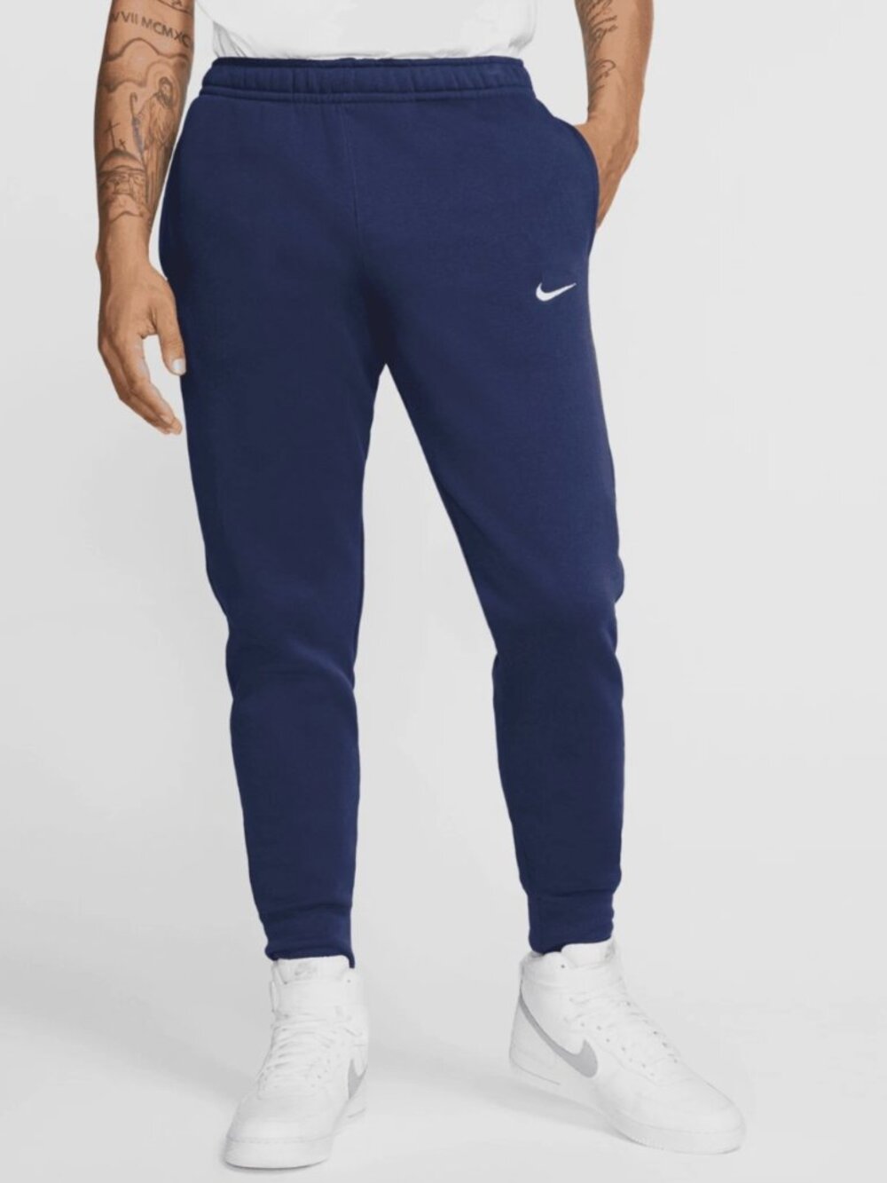 Nike Sportswear Mens Small Fleece Joggers Sweatpants Navy Tapered Leg